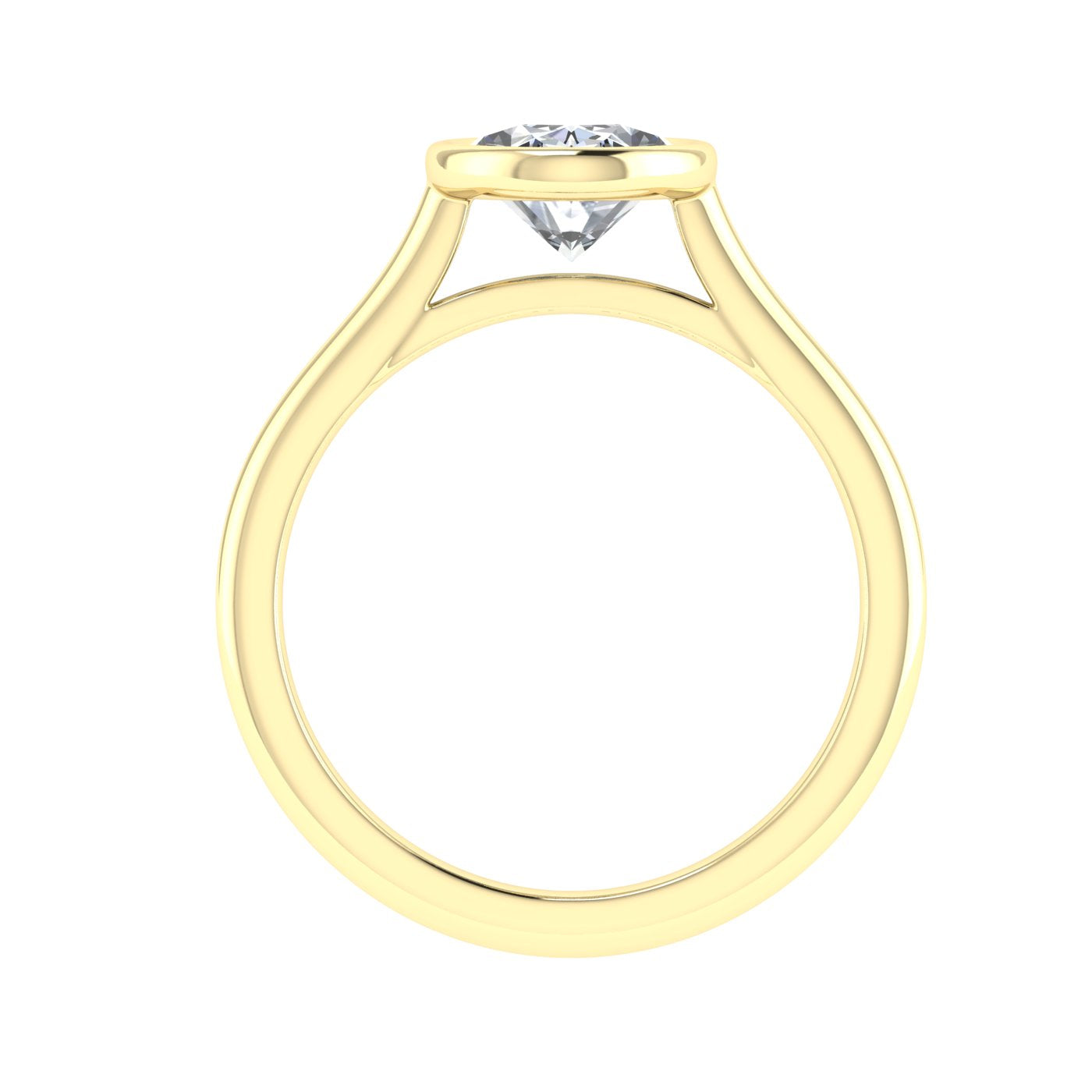 Overture Oval Cut Bezel Solitaire Moissanite Engagement Ring Yellow Gold